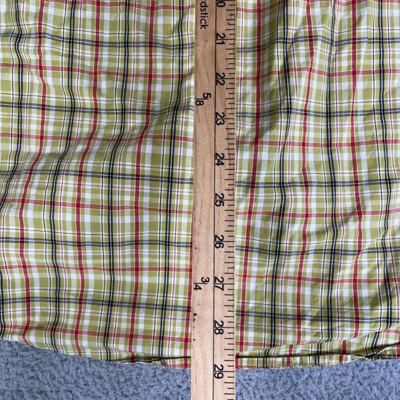 Eddie Bauer Shirt Mens Large Green Red Plaid Short Sleeve Button Pockets Vintage - Picture 9 of 11